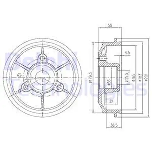 спирачен барабан DELPHI BFR267