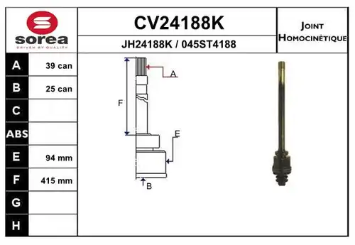каре комплект, полуоска EAI CV24188K