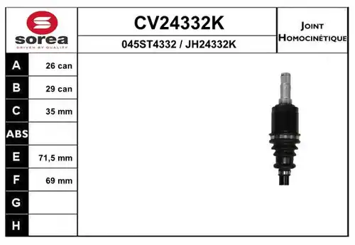 каре комплект, полуоска EAI CV24332K