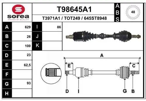 полуоска EAI T98645A1