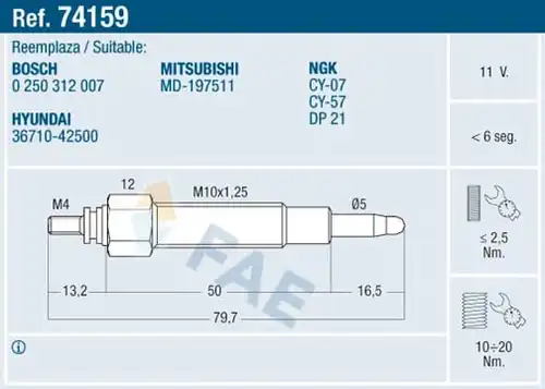 подгревна свещ FAE 74159