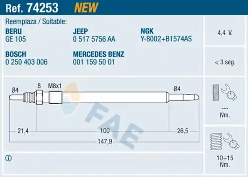 подгревна свещ FAE 74253