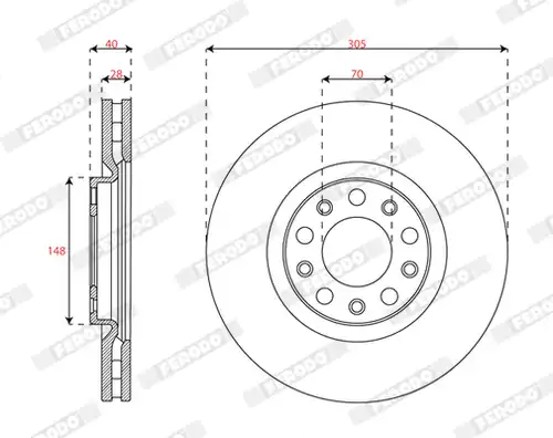 спирачен диск FERODO DDF2882C
