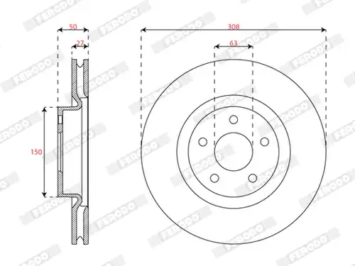 спирачен диск FERODO DDF3021C