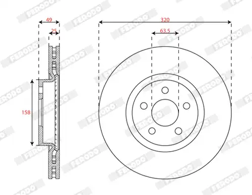 спирачен диск FERODO DDF3053C