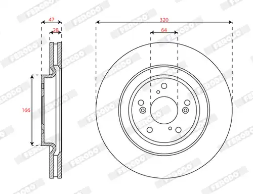 спирачен диск FERODO DDF3069C