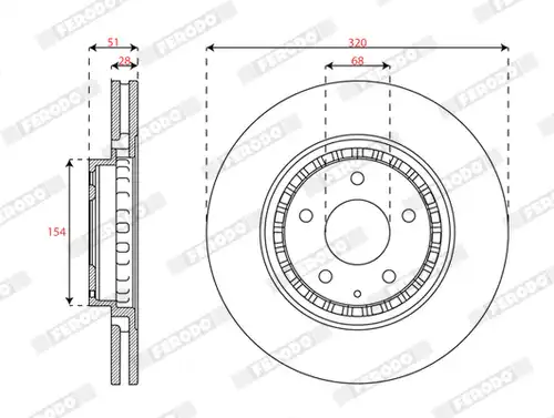 спирачен диск FERODO DDF3070C
