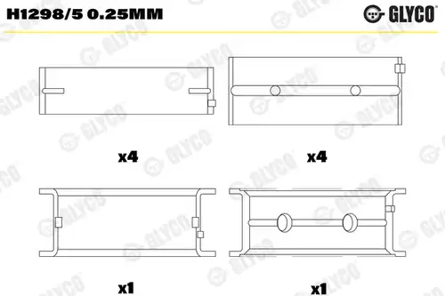 лагер на коляновия вал GLYCO H1298/5 0.25MM