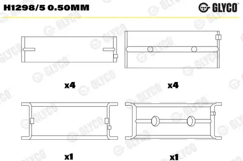 лагер на коляновия вал GLYCO H1298/5 0.50MM