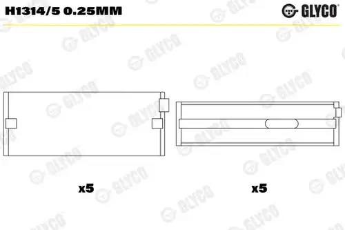 лагер на коляновия вал GLYCO H1314/5 0.25MM