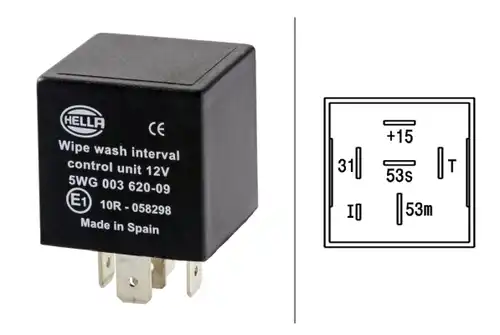 реле, интервал на чистачките HELLA 5WG 003 620-097