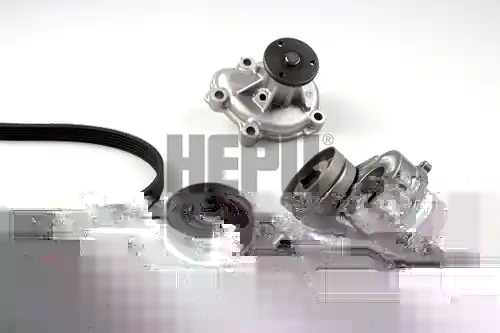 водна помпа + комплект пистови ремъци клиновидно оребряване HEPU PK03263