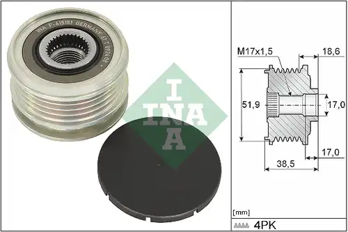 механизъм за свободен ход на генератор INA 535 0346 10