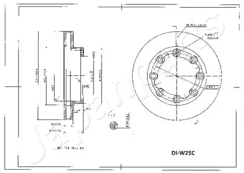 спирачен диск JAPANPARTS DI-W25C