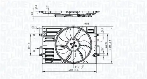 вентилатор, охлаждане на двигателя MAGNETI MARELLI 069422828010