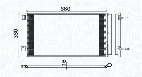 кондензатор, климатизация MAGNETI MARELLI 350203100400