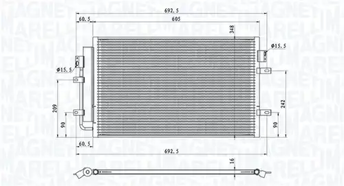 кондензатор, климатизация MAGNETI MARELLI 350203100900
