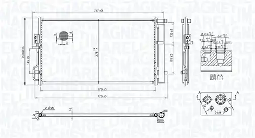 кондензатор, климатизация MAGNETI MARELLI 350203101100