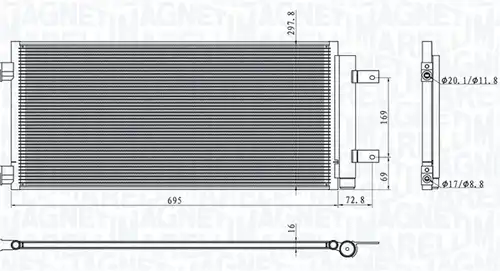 кондензатор, климатизация MAGNETI MARELLI 350203101600
