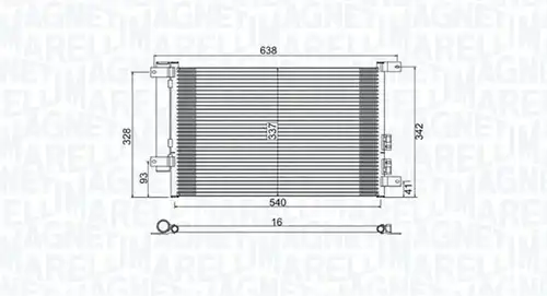 кондензатор, климатизация MAGNETI MARELLI 350203733000