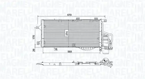 кондензатор, климатизация MAGNETI MARELLI 350203783000
