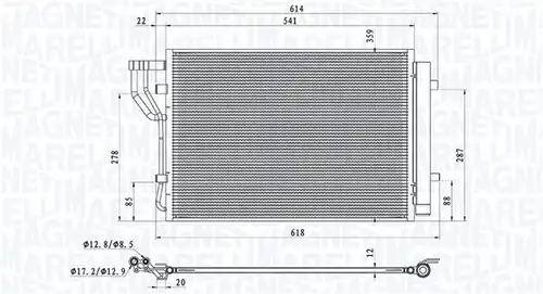кондензатор, климатизация MAGNETI MARELLI 350203805000