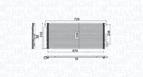 кондензатор, климатизация MAGNETI MARELLI 350203807000