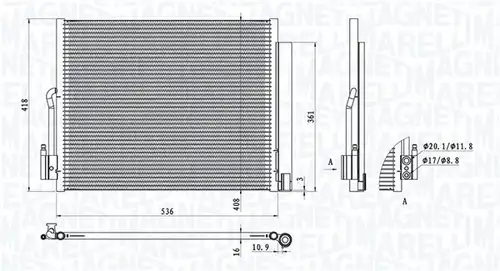 кондензатор, климатизация MAGNETI MARELLI 350203872000