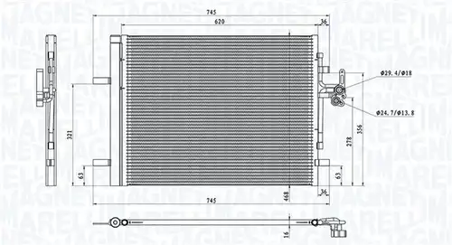кондензатор, климатизация MAGNETI MARELLI 350203873000
