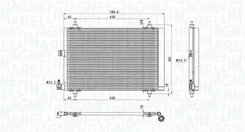 кондензатор, климатизация MAGNETI MARELLI 350203908000