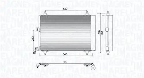 кондензатор, климатизация MAGNETI MARELLI 350203920000