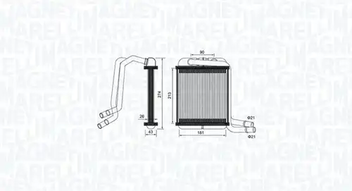 топлообменник, отопление на вътрешното пространство MAGNETI MARELLI 350218458000