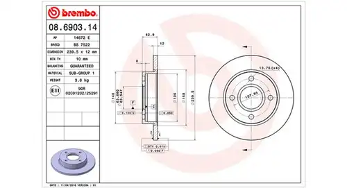 спирачен диск MAGNETI MARELLI 360406025700