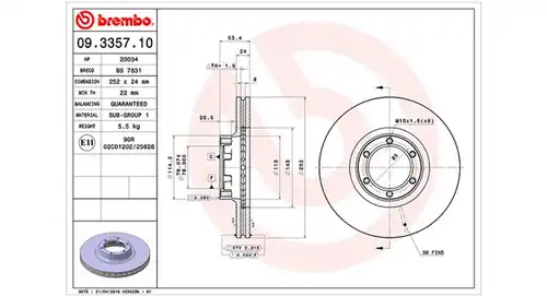 спирачен диск MAGNETI MARELLI 360406041900