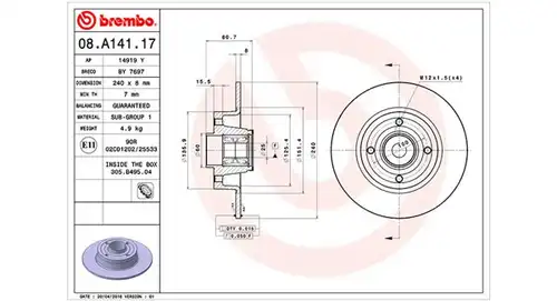 спирачен диск MAGNETI MARELLI 360406060700