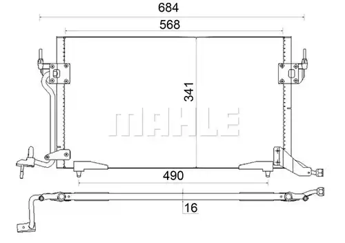 кондензатор, климатизация MAHLE AC 182 001S