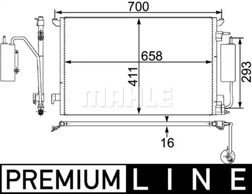 кондензатор, климатизация MAHLE AC 411 000P