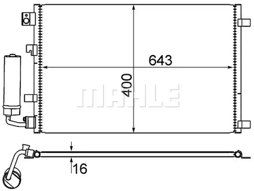 кондензатор, климатизация MAHLE AC 604 001S