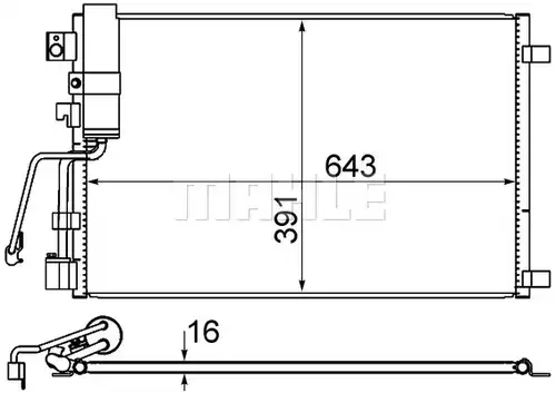 кондензатор, климатизация MAHLE AC 605 000S