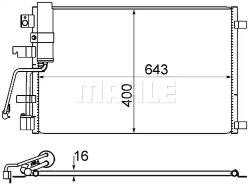 кондензатор, климатизация MAHLE AC 607 001S