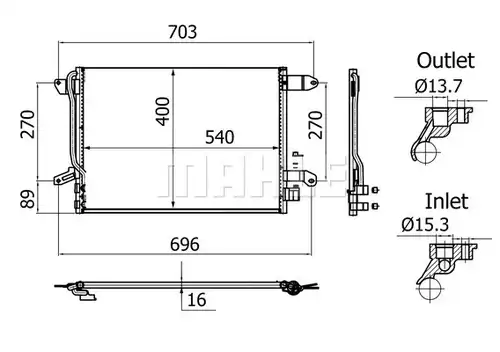 кондензатор, климатизация MAHLE AC 864 001S