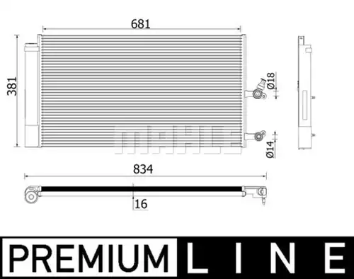 кондензатор, климатизация MAHLE AC 890 000P