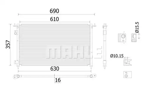 кондензатор, климатизация MAHLE AC 909 000S