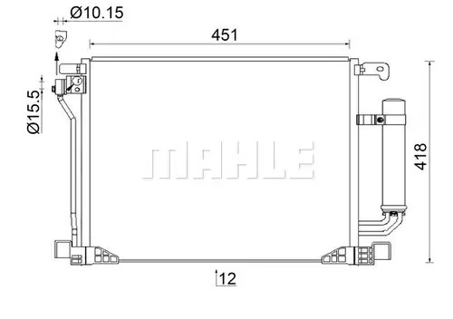 кондензатор, климатизация MAHLE AC 953 000S