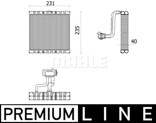 изпарител, климатична система MAHLE AE 166 000P