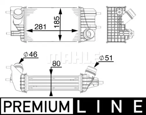 интеркулер (охладител за въздуха на турбината) MAHLE CI 154 000P