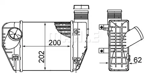 интеркулер (охладител за въздуха на турбината) MAHLE CI 423 000S