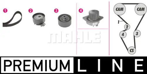 водна помпа+ к-кт ангренажен ремък MAHLE CPK 104 000P
