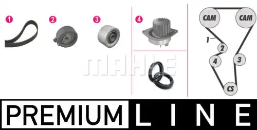 водна помпа+ к-кт ангренажен ремък MAHLE CPK 44 000P