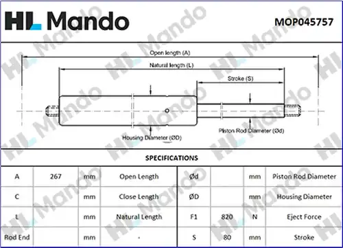 газов амортисьор, багажно/товарно пространство MANDO MOP045757